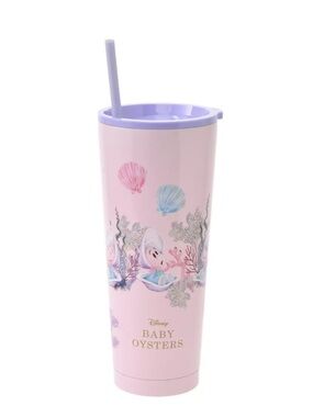 BNWT Disney Alice in the Wonderland Baby Oysters Stainless Steel Tumbler w Straw
